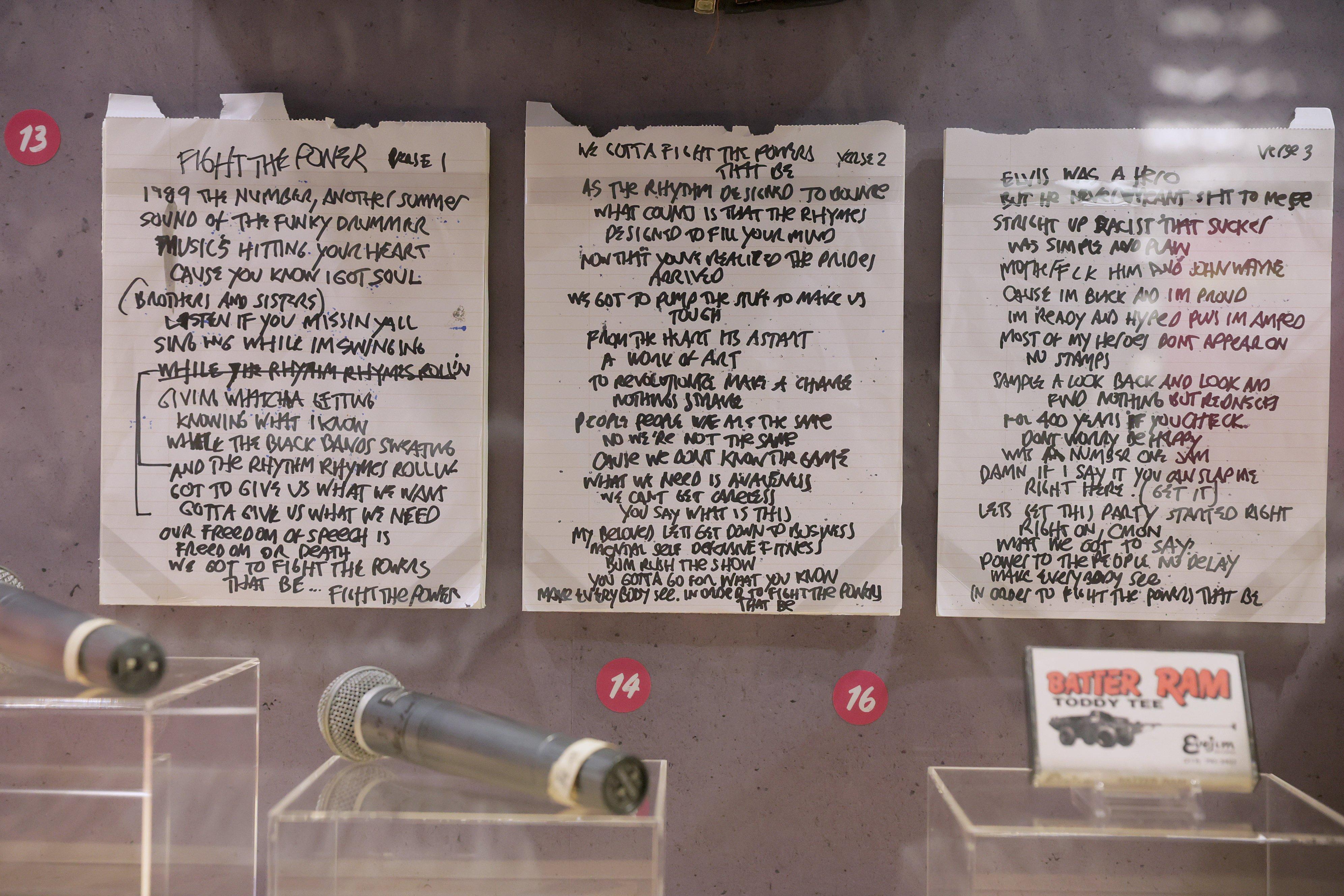 Grammy Museum Hip-Hop America exhibit takeways lyric sheet